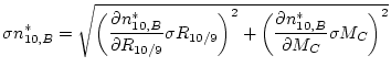 $\displaystyle \sigma n_{10,B}^{*} = \sqrt{ \left( \frac{\partial n_{10,B}^{*}}{...
...\left( \frac{\partial n_{10,B}^{*}}{\partial M_{C}} \sigma M_{C} \right) ^{2} }$